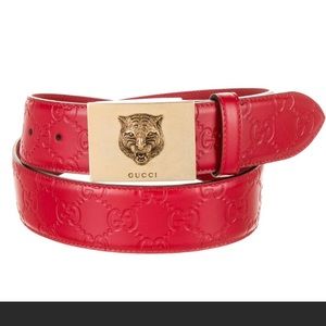Gucci Guccissima Leather Belt Gold Feline Buckle *RARE*